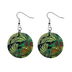 Design Background Concept Fractal Mini Button Earrings by Pakrebo