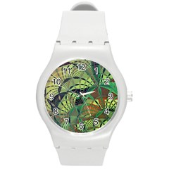 Design Background Concept Fractal Round Plastic Sport Watch (m) by Pakrebo