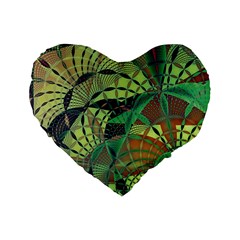 Design Background Concept Fractal Standard 16  Premium Flano Heart Shape Cushions by Pakrebo