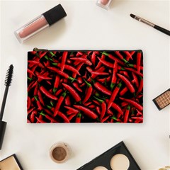 Red Chili Peppers Pattern  Cosmetic Bag (medium) by bloomingvinedesign