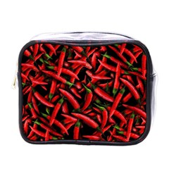 Red Chili Peppers Pattern  Mini Toiletries Bag (one Side) by bloomingvinedesign