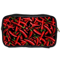 Red Chili Peppers Pattern  Toiletries Bag (one Side) by bloomingvinedesign