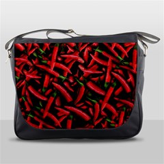 Red Chili Peppers Pattern  Messenger Bag by bloomingvinedesign