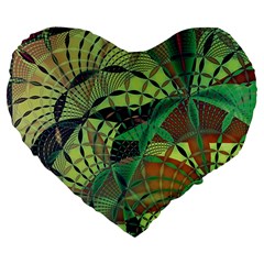 Design Background Concept Fractal Large 19  Premium Flano Heart Shape Cushions by Pakrebo