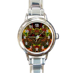 Fractal Art Artwork Design Art Pattern Round Italian Charm Watch