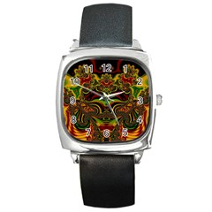 Fractal Art Artwork Design Art Pattern Square Metal Watch by Pakrebo