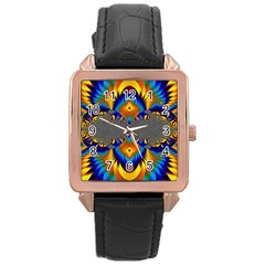 Abstract Art Artwork Digital Art Rose Gold Leather Watch  by Pakrebo