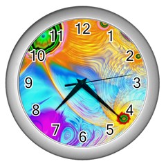 Artwork Digital Art Fractal Colors Wall Clock (silver) by Pakrebo