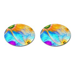 Artwork Digital Art Fractal Colors Cufflinks (oval) by Pakrebo