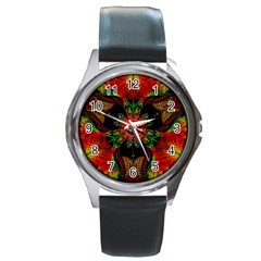 Artwork Art Fractal Flower Design Round Metal Watch