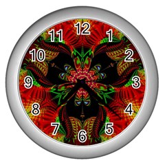 Artwork Art Fractal Flower Design Wall Clock (Silver)