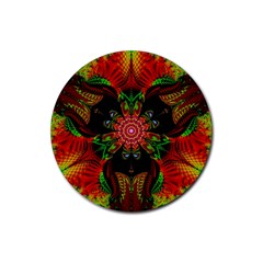 Artwork Art Fractal Flower Design Rubber Coaster (Round) 