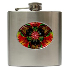 Artwork Art Fractal Flower Design Hip Flask (6 oz)