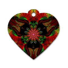 Artwork Art Fractal Flower Design Dog Tag Heart (Two Sides)