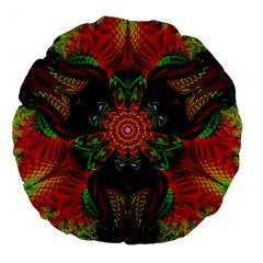 Artwork Art Fractal Flower Design Large 18  Premium Flano Round Cushions by Pakrebo