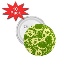 Butterflies Pattern Background Green Decoration Repeating Style Sketch 1 75  Buttons (10 Pack)