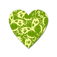 Butterflies Pattern Background Green Decoration Repeating Style Sketch Heart Magnet by fashionpod