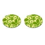 Butterflies Pattern Background Green Decoration Repeating Style Sketch Cufflinks (Oval) Front(Pair)