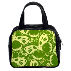 Butterflies Pattern Background Green Decoration Repeating Style Sketch Classic Handbag (two Sides)