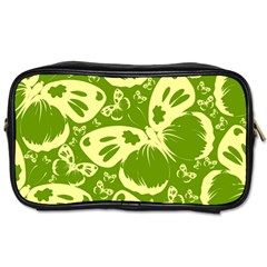 Butterflies Pattern Background Green Decoration Repeating Style Sketch Toiletries Bag (two Sides) by fashionpod