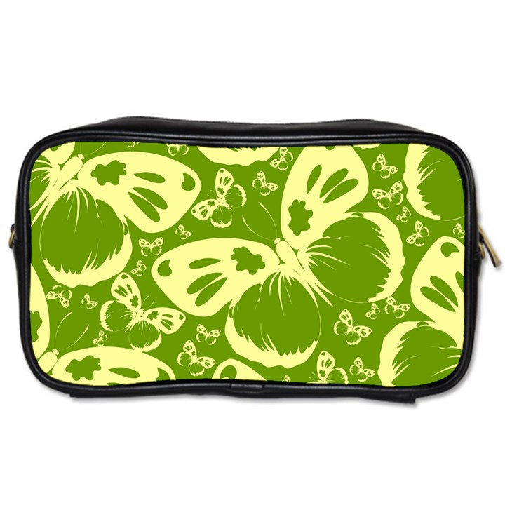 Butterflies Pattern Background Green Decoration Repeating Style Sketch Toiletries Bag (Two Sides)