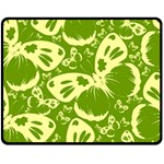 Butterflies Pattern Background Green Decoration Repeating Style Sketch Fleece Blanket (Medium)  60 x50  Blanket Front