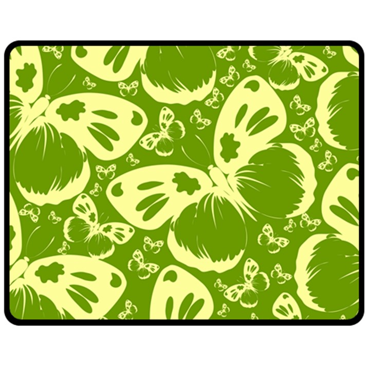 Butterflies Pattern Background Green Decoration Repeating Style Sketch Fleece Blanket (Medium) 