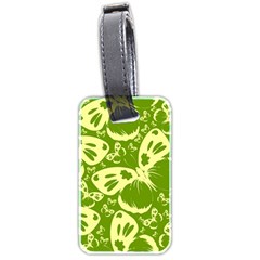 Butterflies Pattern Background Green Decoration Repeating Style Sketch Luggage Tag (two Sides)