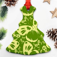 Butterflies Pattern Background Green Decoration Repeating Style Sketch Christmas Tree Ornament (two Sides)