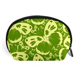 Butterflies Pattern Background Green Decoration Repeating Style Sketch Accessory Pouch (large)