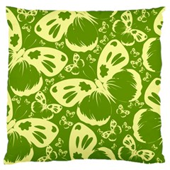 Butterflies Pattern Background Green Decoration Repeating Style Sketch Large Flano Cushion Case (two Sides) by fashionpod