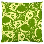 Butterflies Pattern Background Green Decoration Repeating Style Sketch Large Flano Cushion Case (Two Sides) Front