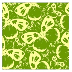 Butterflies Pattern Background Green Decoration Repeating Style Sketch Large Satin Scarf (square)