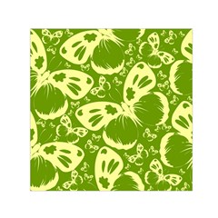 Butterflies Pattern Background Green Decoration Repeating Style Sketch Small Satin Scarf (square)