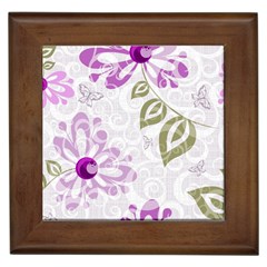 Beautiful Purple Flower Butterflies Pattern Framed Tiles by fashionpod