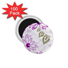 Beautiful Purple Flower Butterflies Pattern 1 75  Magnets (100 Pack)  by fashionpod