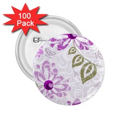 Beautiful Purple Flower Butterflies Pattern 2 25  Buttons (100 Pack)  by fashionpod