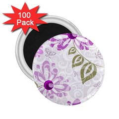 Beautiful Purple Flower Butterflies Pattern 2 25  Magnets (100 Pack)  by fashionpod