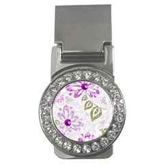 Beautiful Purple Flower Butterflies Pattern Money Clips (cz) 