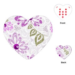 Beautiful Purple Flower Butterflies Pattern Playing Cards Single Design (heart)