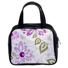 Beautiful Purple Flower Butterflies Pattern Classic Handbag (two Sides) by fashionpod