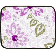 Beautiful Purple Flower Butterflies Pattern Double Sided Fleece Blanket (mini) 