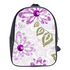 Beautiful Purple Flower Butterflies Pattern School Bag (large)