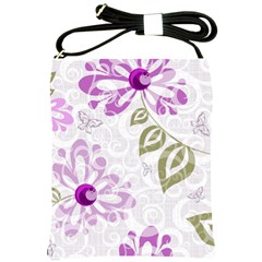 Beautiful Purple Flower Butterflies Pattern Shoulder Sling Bag