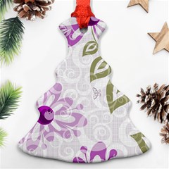 Beautiful Purple Flower Butterflies Pattern Christmas Tree Ornament (two Sides) by fashionpod