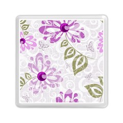 Beautiful Purple Flower Butterflies Pattern Memory Card Reader (square)