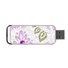 Beautiful Purple Flower Butterflies Pattern Portable Usb Flash (one Side) by fashionpod