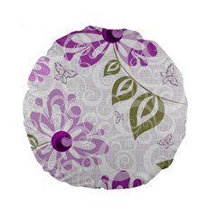 Beautiful Purple Flower Butterflies Pattern Standard 15  Premium Round Cushions by fashionpod