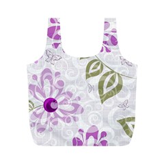 Beautiful Purple Flower Butterflies Pattern Full Print Recycle Bag (m) by fashionpod