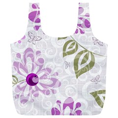 Beautiful Purple Flower Butterflies Pattern Full Print Recycle Bag (xl) by fashionpod